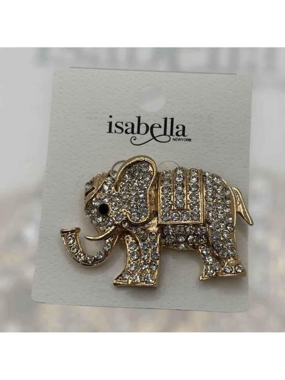 Isabella New York Elephant Rhinestone Brooch